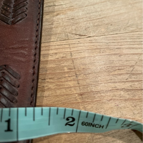 Onyx by Brighton leather belt silver embossed Western Boho Southwestern Aztec 34 - Picture 7 of 9